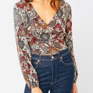 NWOT South Moon Under Paisley Print Wrap Top